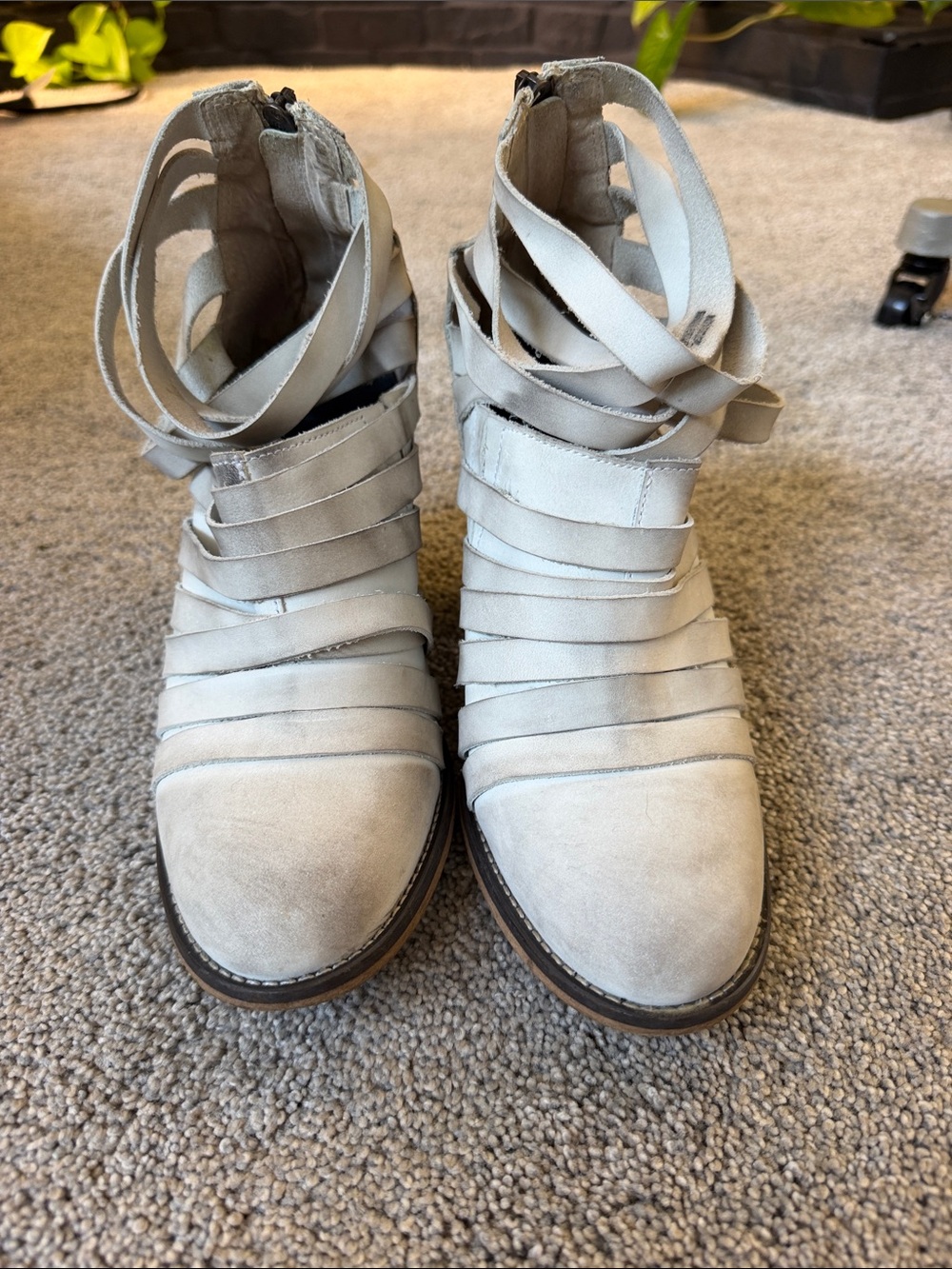Jeffrey Campbell Strappy Ankle Booties in Light Gray